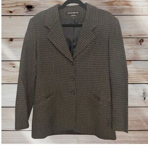 Schneider Women's Elegant Brown Checkered Wool Blazer size 10